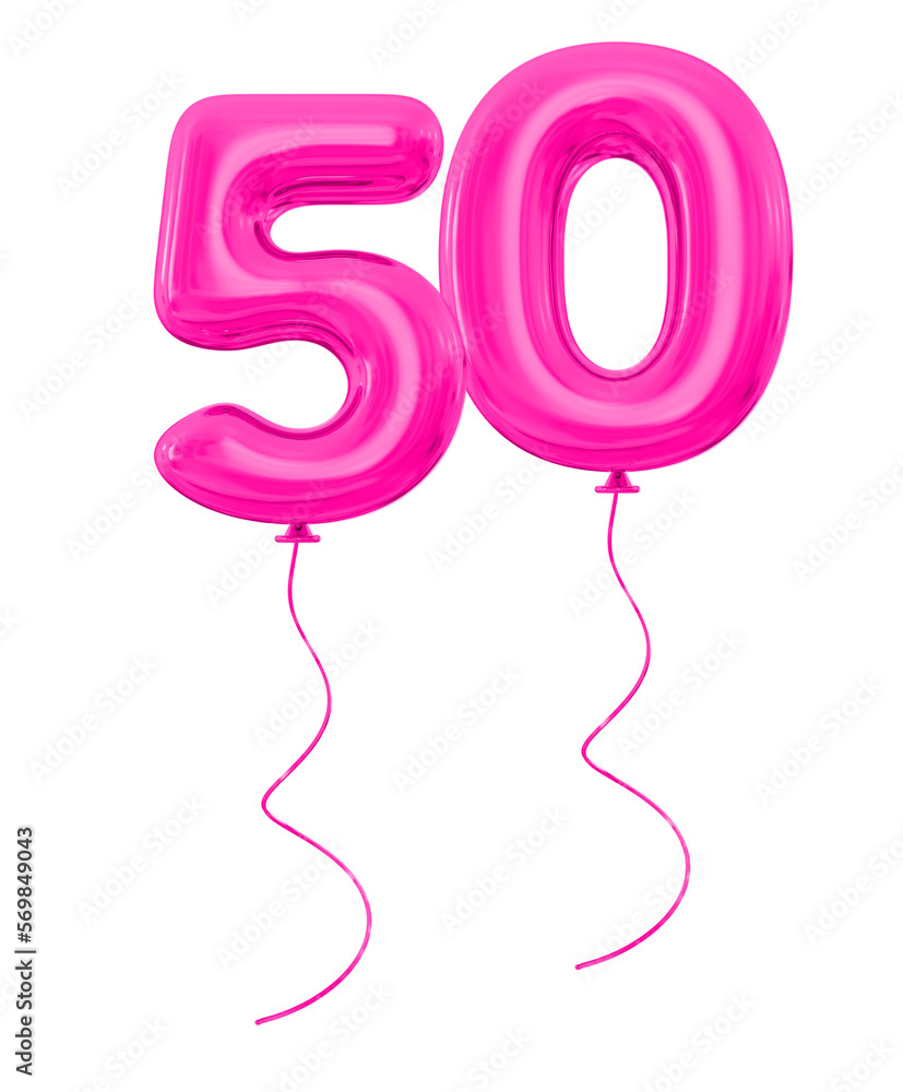 50 Pink Balloon Number