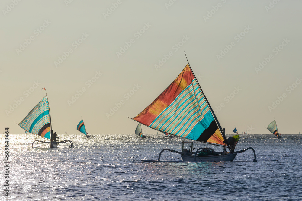 Fototapeta premium Traditional fishing sail boats in Amed in Bali Indonesia