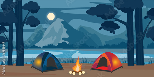Mountain night camping.