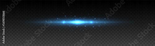 Magic soft horizontal neon lines. Set of abstract lens flares. Flash luminous blue line motion. Laser sparkle beams, glowing speed rays, sparks light effect. Luminous sparkling lined. Vector	
