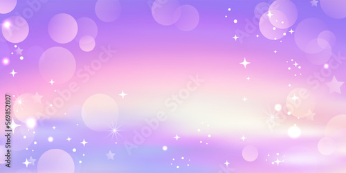 Fantasy rainbow magic pink sky in sparkling stars.