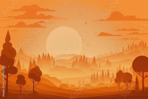 Concept for World Environment Day background of an orange foggy sky. Generative AI