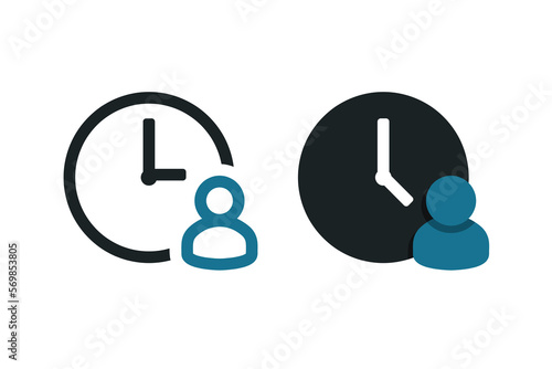 Person with time icon. Time management. Illustration vector