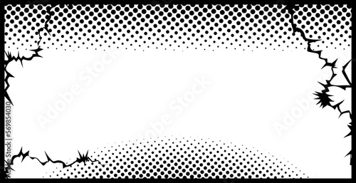 Black and white background with lightnings and halftone.