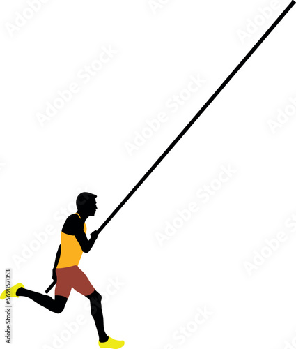 pole vault male athlete colored silhouette