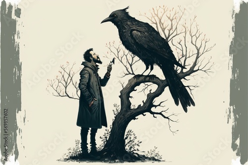 crow and men