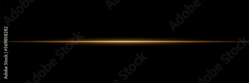 Abstract stylish light effect on transparent background. Golden glowing neon line. Golden glowing dust and glare.