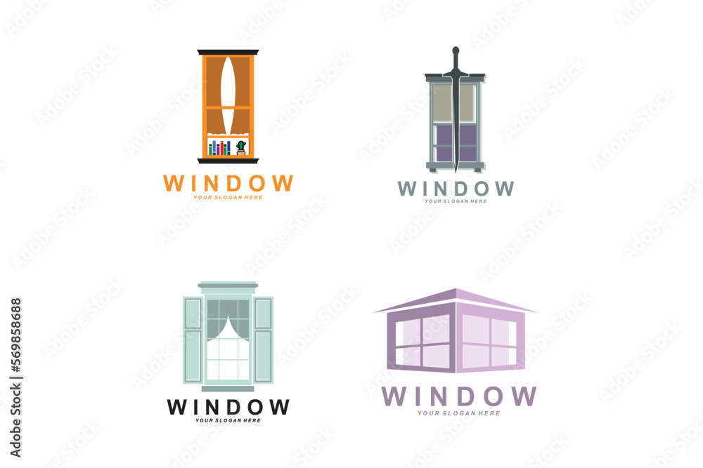 Home Window Logo, Home Interior icon design Home Window Logo, Home Interior icon design