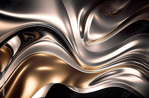 Abstract background with multicolor liquid metal wavy. Generative AI