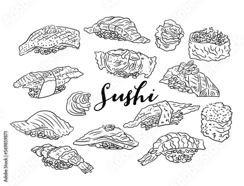 Sketch sushi vector
