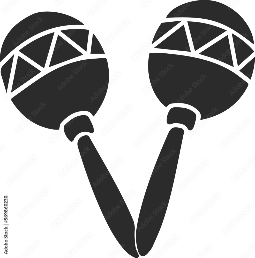 Maracas instrument icon, hand music instrument icon black vector Stock