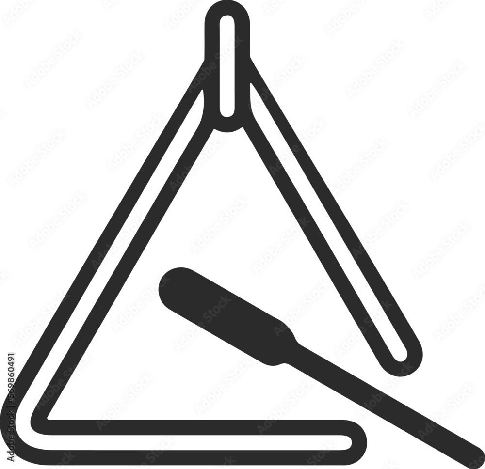 Obraz premium Triangle instrument icon, musical instrumental icon black vector