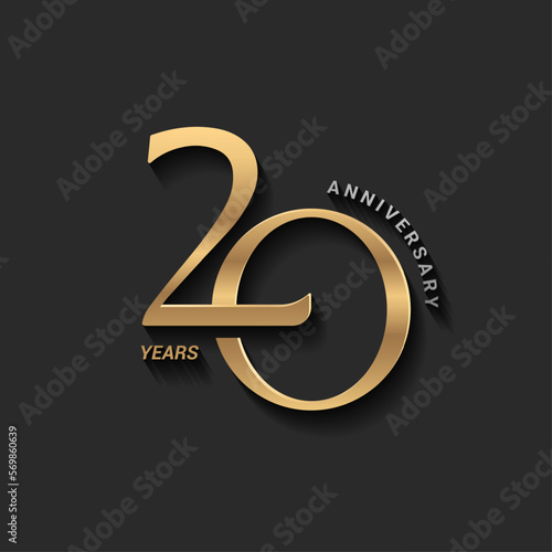 20th anniversary logotype number elegant shiny gold design