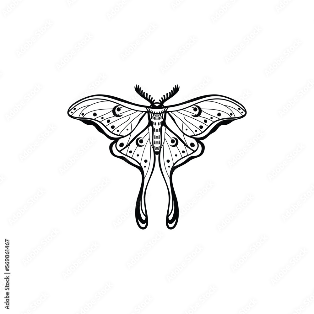 Luna Moth with Lilith's symbol on her wings. luna moth, moon moth