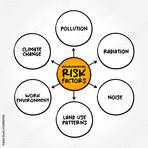 Environmental risk factors mind map text concept for presentations and reports