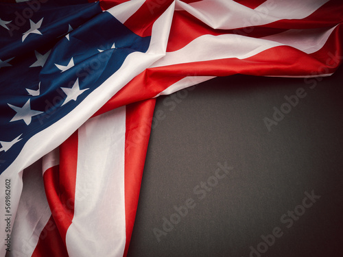Part of the American flag is on a black background