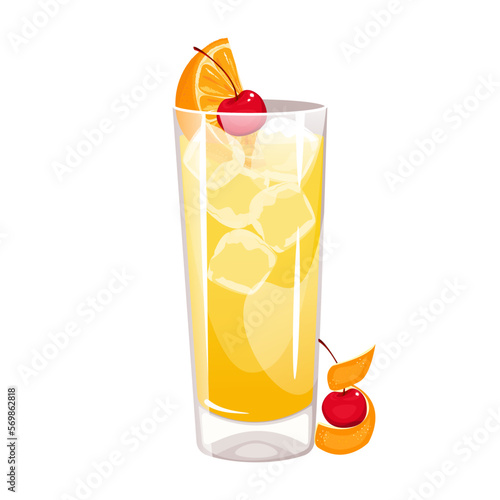 Cocktail"Harvey Wallbanger".Classic alcoholic cocktail with vodka, liqueur and orange juice.