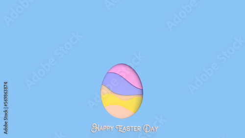 The Easter egg paper cut for holiday concept 3d rendering