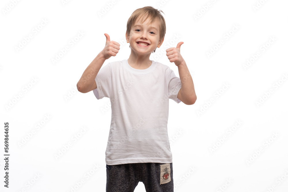 Portrait of happy little boy on white background Portrait of happy little boy on white background