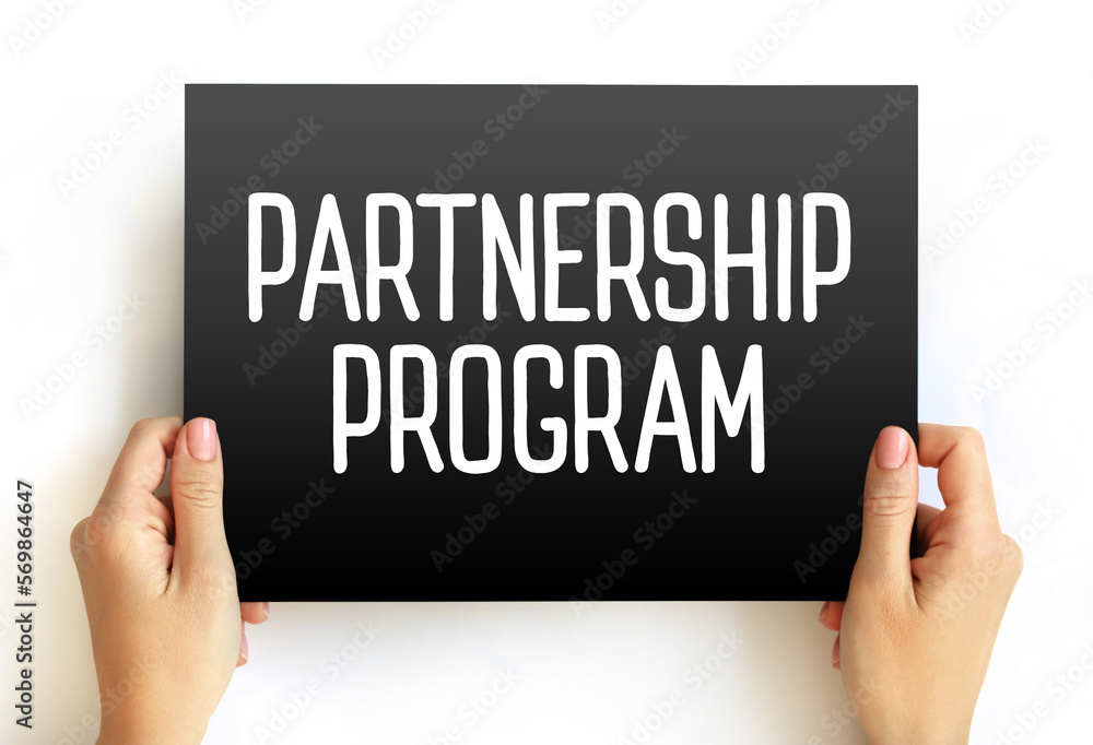 Partnership Program - business strategy vendors use to encourage channel partners, text concept on card Partnership Program - business strategy vendors use to encourage channel partners, text concept on card