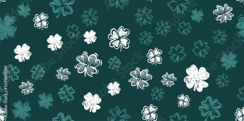 Saint Patricks Day, clover set, hand drawn illustrations.