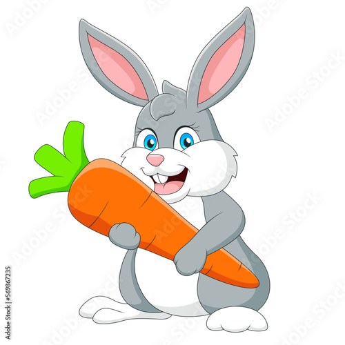 Cute bunny cartoon holding a carrot