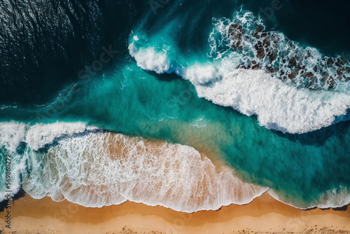 top view of beach sea wave on the beach photo