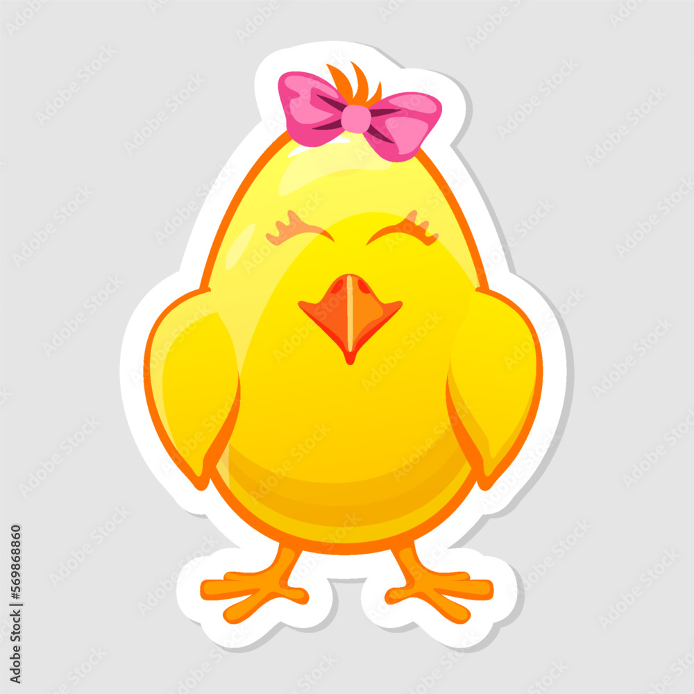 Vector Easter sticker, Easter Chick in egg Vector Easter sticker, Easter Chick in egg
