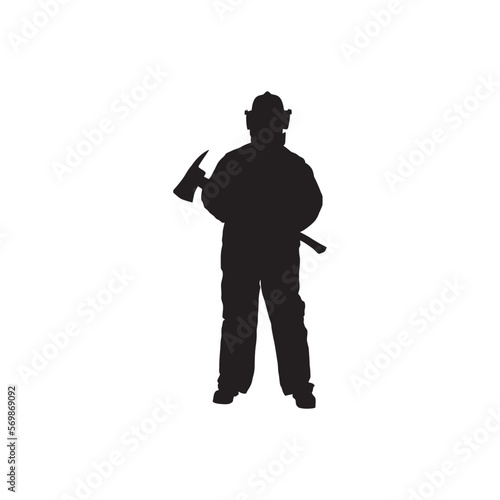 silhouette construction workers graphic template