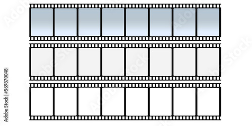 3 leere Filmstreifen  auf transparenten Hintergrund, isoliert