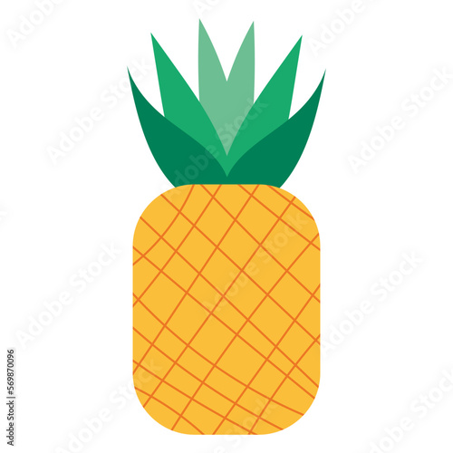 Pineapple, great design for any purposes. Flat Vector design. Color vector illustration in cartoon style. Healthy eating. Sweet food.