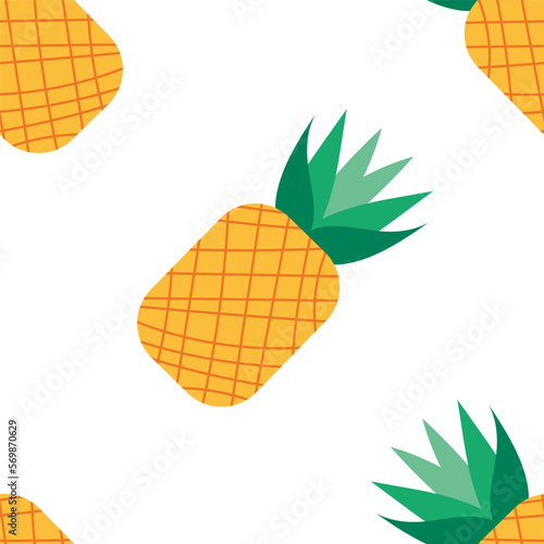 Seamless pattern with Pineapple, great design for any purposes. Flat Vector design. Color vector illustration in cartoon style. Healthy eating. Sweet food. Tropical background.