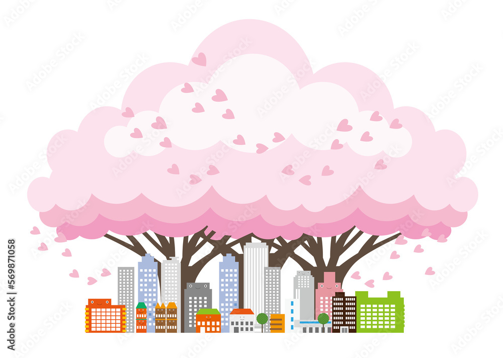 桜咲く春の美しい街並みと暮らしの風景。人々が明るく暮らせる自然と住宅が溶け込む街づくり。 桜咲く春の美しい街並みと暮らしの風景。人々が明るく暮らせる自然と住宅が溶け込む街づくり。