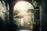 magical conservatory day light digital background. Generative Ai