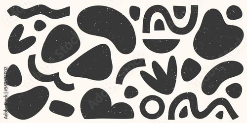 Bundle of vector black and white hand drawn various organic shapes,doodles and textures.Trendy contemporary design perfect for prints,flyers,banners,fabriс,branding design,covers and more.