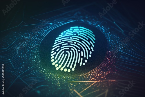Digital fingerprint for network and security. Generative AI. photo