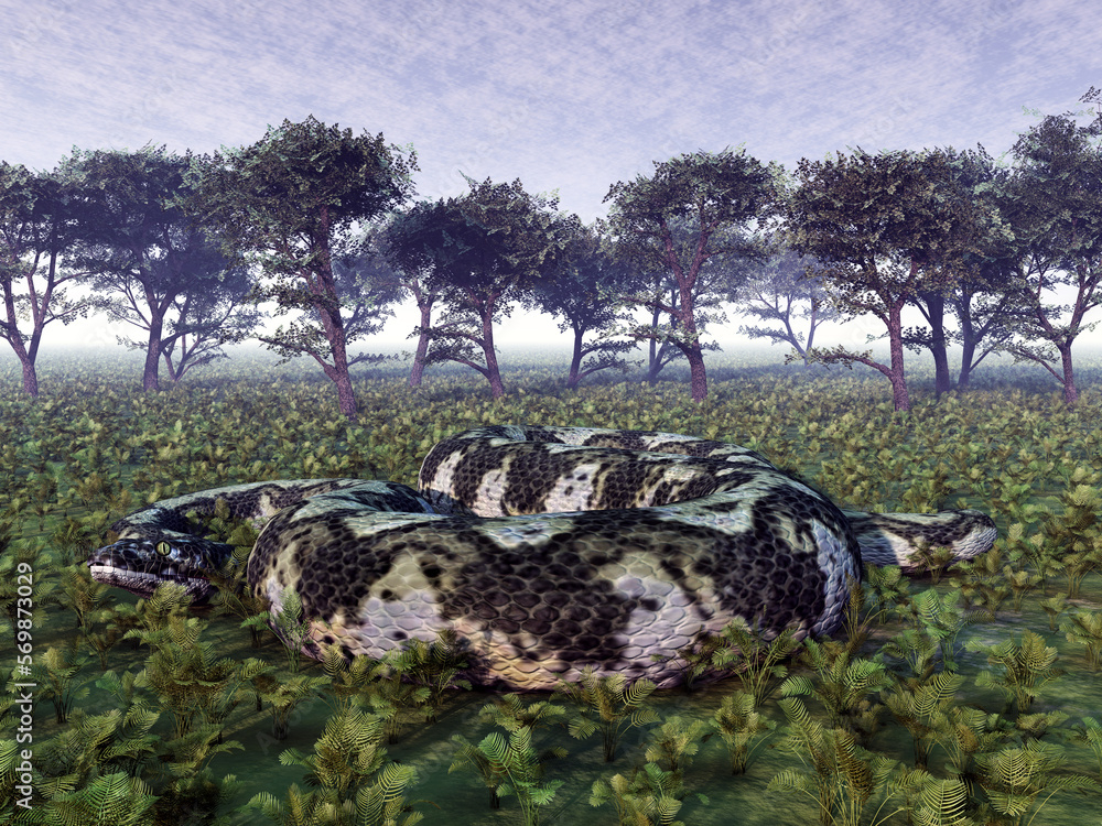 Prähistorische Riesenschlange Titanoboa Stock Illustration Adobe Stock