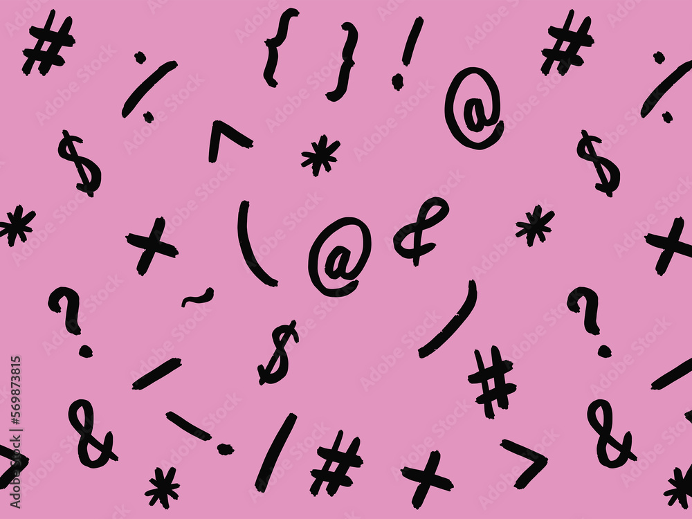 pattern with the image of keyboard symbols. Punctuation marks. Template for applying to the surface. pastel purple background. Horizontal image. pattern with the image of keyboard symbols. Punctuation marks. Template for applying to the surface. pastel purple background. Horizontal image.
