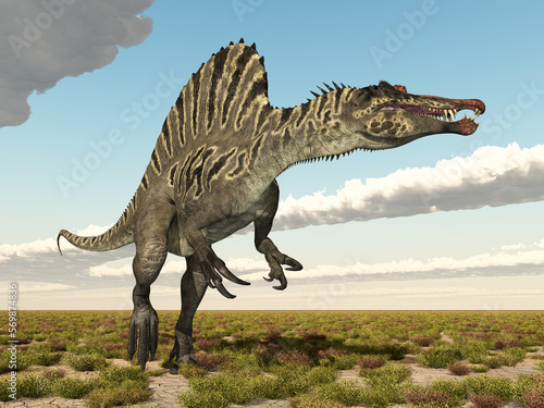 Dinosaurier Spinosaurus in einer Landschaft © Michael Rosskothen