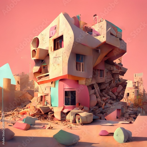 Struggle: A Call for Help After Devastating Earthquake Shakes the Nation AI Generated AI Generated Illustration photo