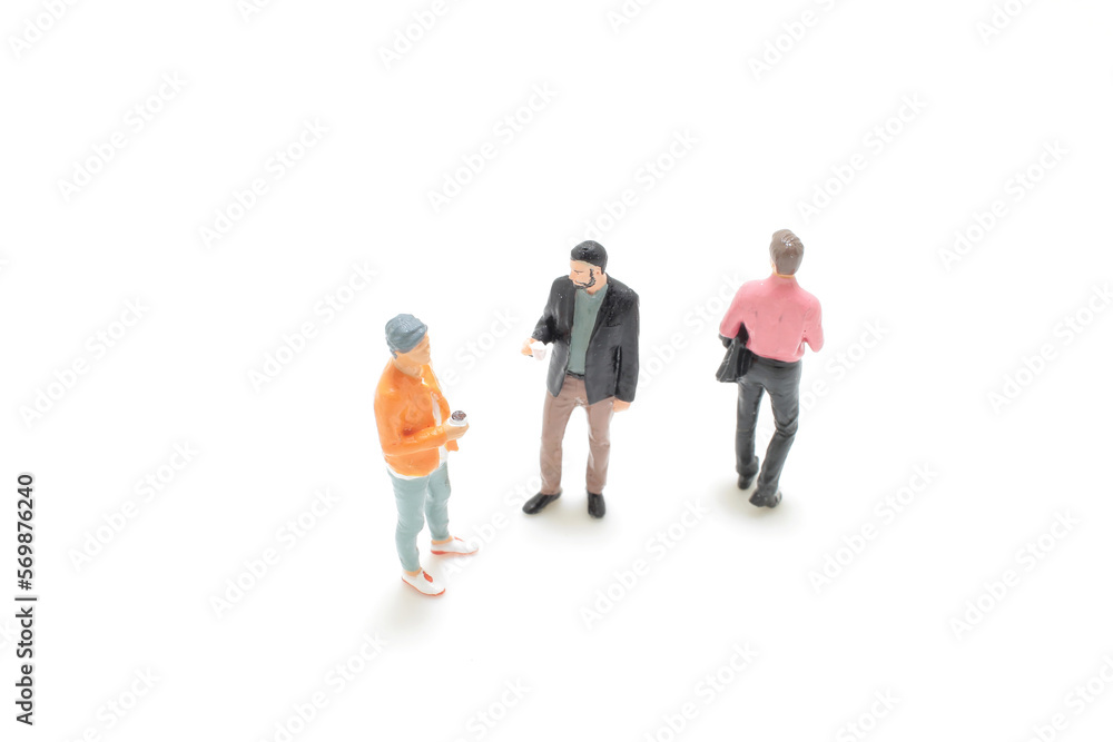 a mini figure people communicating in cafe a mini figure people communicating in cafe