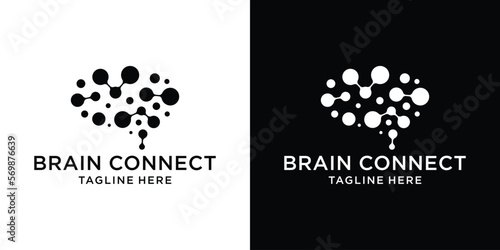logo design brain and connection technology modern template icon vector illustration