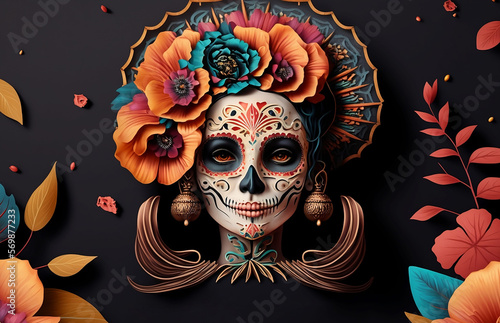 Tela A lovely illustration of the Mexican festival known as Day of the Dead