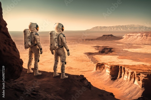 astronauts at the surface of mars made with generative ai