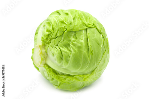 Fresh organic white cabbage whole isolated on white background. © fotodiya83