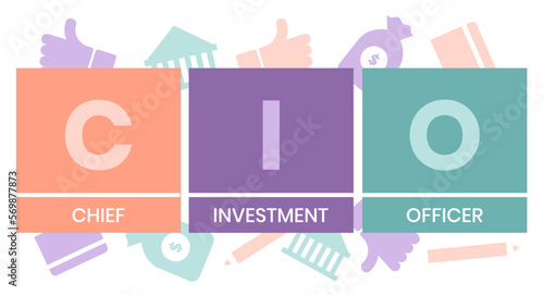 CIO Chief Investment Officer acronym. business concept background. vector illustration concept with keywords and icons. lettering illustration with icons for web banner, flyer, landing page