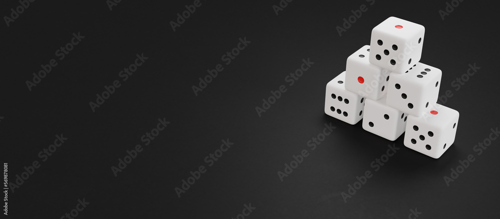 white dice on black background wallpaper 3d illustration white dice on black background wallpaper 3d illustration