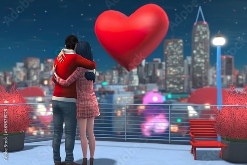 A Sweetheart's Proposing on beach Declaring His Love on Valentine's Day AI Generated © Umar