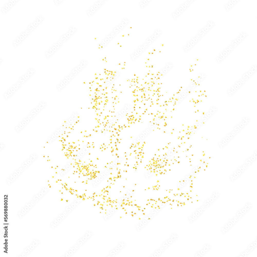 Texture golden crumbs,isolated. Gold dust scattering. Background plume golden. Sand particles grain. Vector.