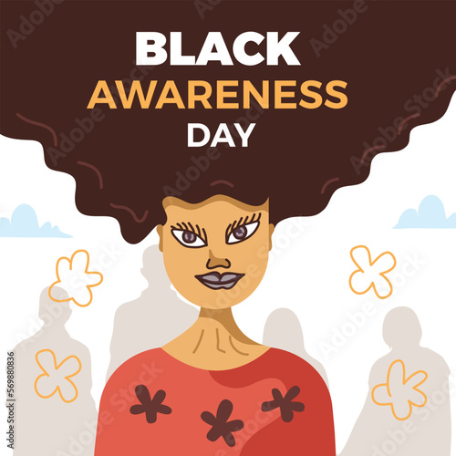 Black awareness day, woman flat vector illustrations. photo